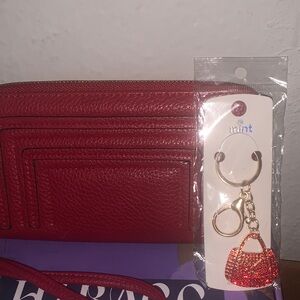 Red Wallet with Gold Keychain